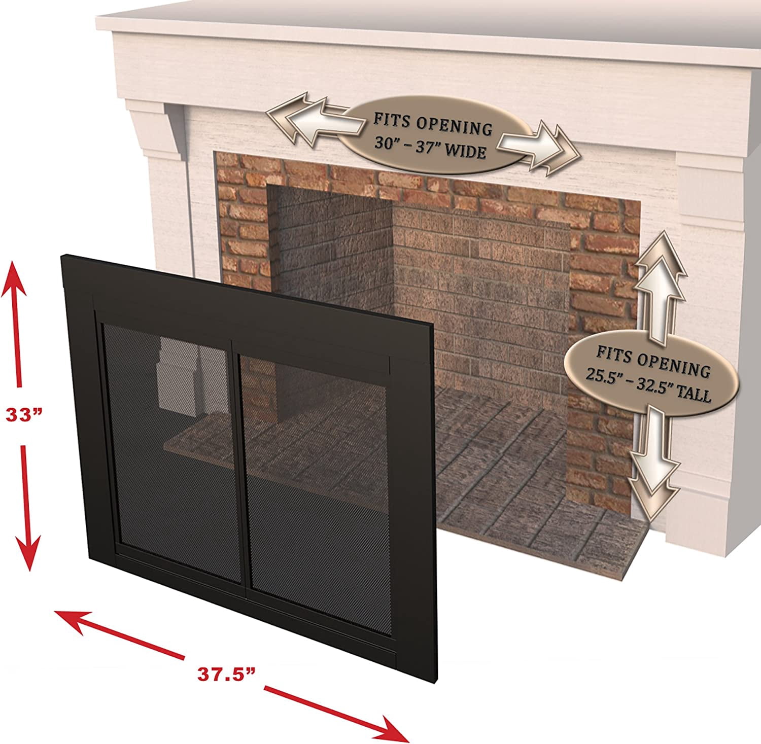 Pleasant Hearth Fenwick Collection Fireplace Glass Door