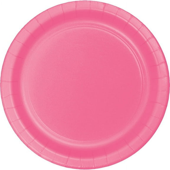 240 Count Bulk Pack Candy Pink Paper 6.75 inch Dessert Plates