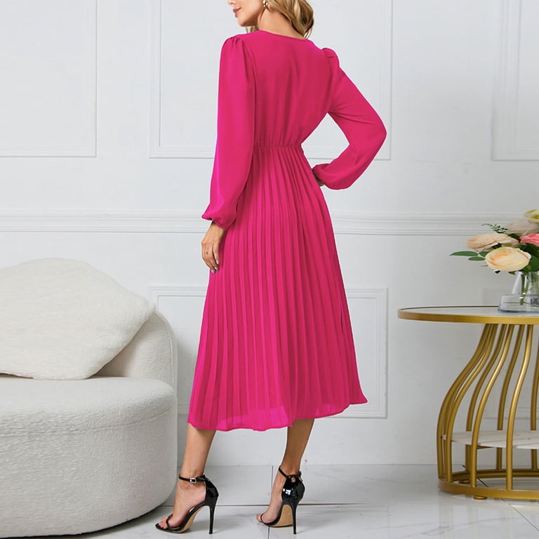 hot pink curvy dress Zshosam Women's Plus Size Dresses for Women Cutout Maxi with Long Sleeves(Hot Pink,L) anniversary-gift