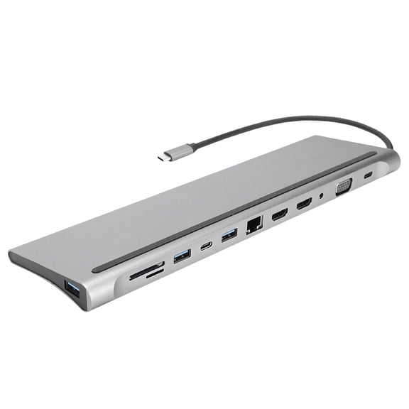 Suodoka 12-in-1 Type-C to Dual HDMI 4K Docking Station VGA PD 87W RJ45 USB Hub for Laptops (11.81 inches / 30 cm, 0.51 lbs / 231 g)