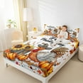 thumbnail image 4 of Manfei Farm Turkey Sunflower Twin Sheet Sets,Thanksgiving Theme Twin Fitted Sheet,Autumn Harvest Pumpkin Flat Sheet For Kids,Super Cozy Room Decor,3pcs, 4 of 7