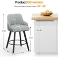 thumbnail image 3 of VINGLI 26" H Swivel Barstools Set of 2, PU Leather Upholstered Counter Stool with Back, Kitchen High Chairs Counter Height Bar stools with Cushion, Solid Wood Legs, Black, 3 of 14