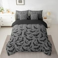 thumbnail image 2 of Manfei Halloween Bat Twin Bedding Sets 7-Piece,Trick Or Treat Bedding Comforter Set,Black Gray Sheet Sets For Children,Microfiber Bedroom Decor Reversible, 2 of 8