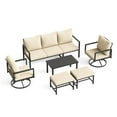 thumbnail image 2 of MRUAKA 6-Piece Outdoor Patio Conversation Set, Metal Frame Furniture Sofa with Armchairs & Coffee Table, Weather-Resistant Cushions for Balcony, Deck, Poolside Beige, 2 of 10