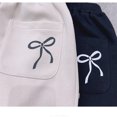 thumbnail image 6 of Pandaie Girls Bow Tie Wide Leg Sweat Pants Elastic High Waist Loose Fit Soft Fabric for Daily Casual Outfits White,9-10 Years, 6 of 8