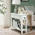 thumbnail image 3 of Gymax 2 Tier End Bedside Sofa Side Table Narrow Nightstand w/Drawer &Shelf White, 3 of 10