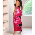 thumbnail image 6 of Women Summer Strapless Maxi Dress Bodycon Floral Long Wedding Guest Dress Formal Cocktail Dresses Black & Red XL, 6 of 8