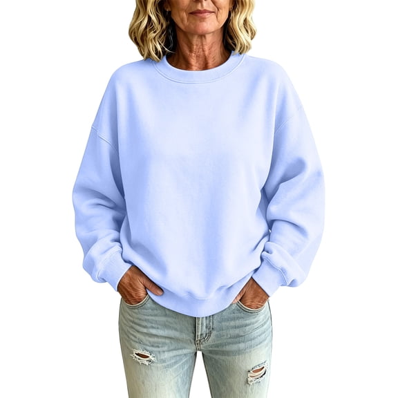 Womens Oversized Sweatshirts Basic Solid Tops Fall Winter Clothes Crewneck Outfits Pullover, 250