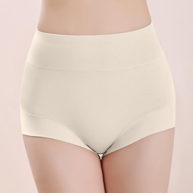Women’s High-Waisted Plus Size Solid Color Belly Lift Panties for Everyday Comfort and Support