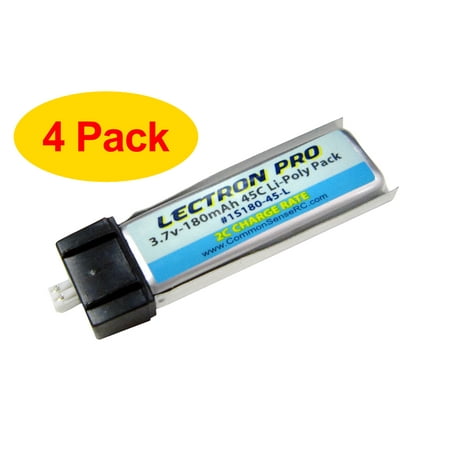 4-Pack of Lectron Pro 3.7V 180mAh 45C Lipo Battery for Blade mCX mCX2 mSR mSR X Nano QX UMX (Best Battery For Nano Qx)