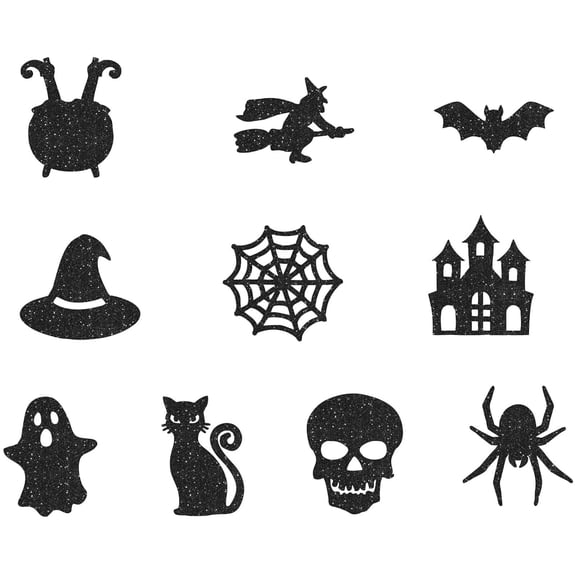 Confetti | 100 Piece Glitter Black Halloween Cutouts, Spooky Shapes for Halloween Party Decorations, Table Scatters for Indoor and Party Use