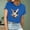 Blue, variant on QUNYINEY Easter Tee Shirts Womens Short Sleeve Casual Pullover Crew Neck Tops Loose Women's Tops