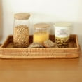 thumbnail image 3 of Rattan Serving Tray, Rectangular Woven Basket Tray, Natural Wicker Decorative Serving Baskets for Organizing Tabletop Kitchen Counter, 3 of 7