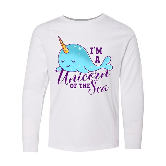 Inktastic Cute Narwhal I'm a Unicorn of The Sea Long Sleeve Youth T-Shirt