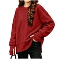 thumbnail image 2 of Falkdiz Girls Long Sleeve With Mitten-Style Cuffs Shirts Warm Comfy Tops Outdoor Winter Daily Casual Crew Neck Pullover for Girls Solid Color , Wine , Size: 7-8 Years, 2 of 7