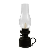 Vintage LED Kerosene Lamp Nightstand Lantern Battery Operated Retro Candle Black
