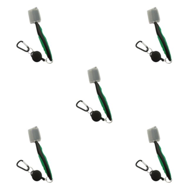 Guardoinrt Stainless Steel Golf Club Brush Ergonomic Handheld Replacement Solid Color Telescopic Ball Shoe Brushes Cleaning Tool Green with Lid 5Set