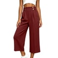 thumbnail image 2 of Bloomae Capri Pants for Women Wide Leg High Waisted Pleated Dress Pants Business Casual Capris Work Office Cropped Slacks Trousers with Pockets, 2 of 8