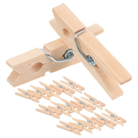 OUNONA 30Pcs Mini Clips For Hanging Wooden Photo Clips Rectangular Shape For Craft Projects