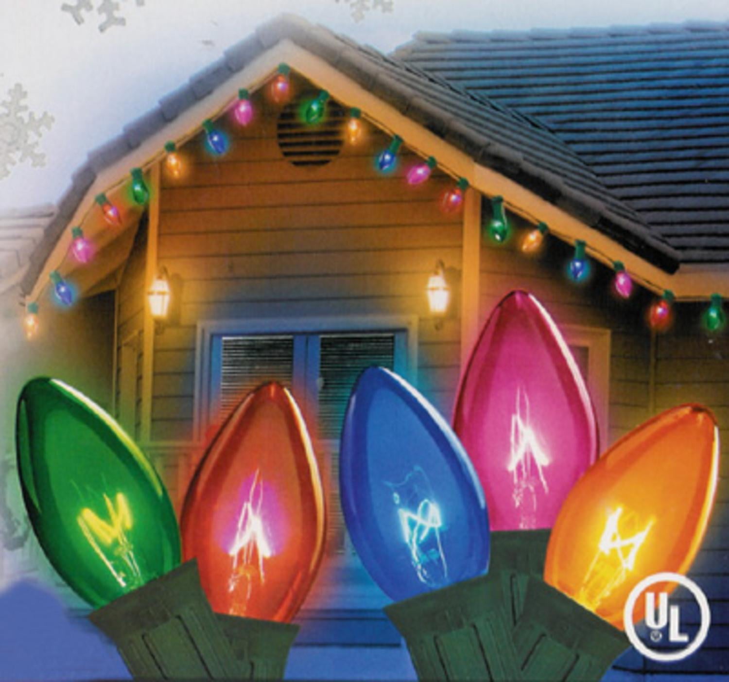 Pack of 25 blue ceramic C-9 C9 outdoor Christmas lights 