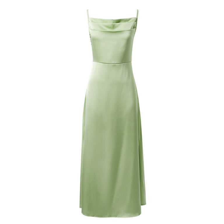 princess polly baby blue dress JGGSPWM Satin Spaghetti Strap Cowl Neck Backless Midi Dresses for Women  Elegant Tie Low Back Ruched Cocktail Dress Green XL