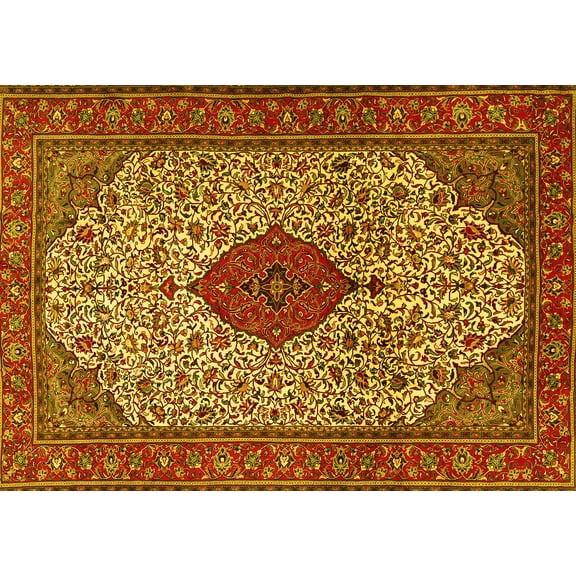 Ahgly Company Indoor Rectangle Persian Yellow Traditional Area Rugs, 5' x 7'
