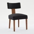 thumbnail image 3 of Set of 2 Linen Fabric Modern Armless Dining Chairs with Curved backrest and Solid Wooden Legs for Dining Room Living Room (Black), 3 of 11