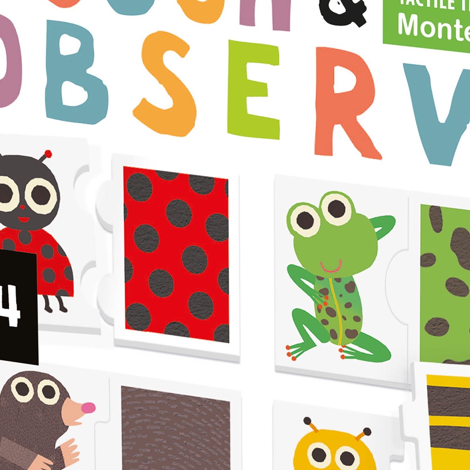 Headu: Touch & Observe – Puzzle Matching Game, Double-Sided Tiles, Animal Scene, Sensory Texture Play, Color-Shape-Pattern, Montessori, Toddlers 2-4