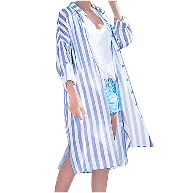 Robes pour Femmes 2023 Robes d'Été Dames Décontracté Coton et Lin Mode Chemise à Manches Longues Robe