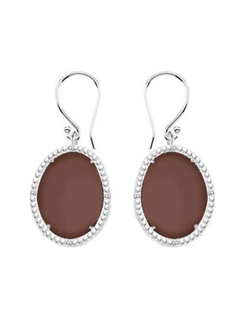 Fine Jewelry Vault UBERBK70384W10DCCH 10K White Gold Chocolate Chalcedony and Diamond Earrings 30.16 CT TGW by Fine Jewelry Vault