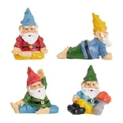 4 Pieces Mini Garden Gnomes, Outdoor Fairy Miniature Statue Accessories Set, Decorations in Funny Poses, Yard Ornaments for Yoga Gifts, Planter, Plant Pots Decor