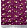 thumbnail image 1 of Soimoi Pink Poly Georgette Fabric Bird,Paw & Cocker Spaniel Dog Printed Fabric 1 Yard 42 Inch Wide, 1 of 3