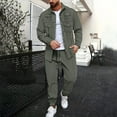 thumbnail image 2 of CharmCyan Men’s 2 Piece Casual Tracksuit Set Long Sleeve Button Down Shirt and Drawstring Pants Lightweight Loungewear Outfit Green XL, 2 of 2