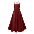 thumbnail image 5 of KaLI_store Women's Formal Dresses Women's Summer Formal Dresses Sleeveless Spaghetti Strap Ruched Body Wedding Guest Maxi Dress Z2-Wine,2XL, 5 of 5