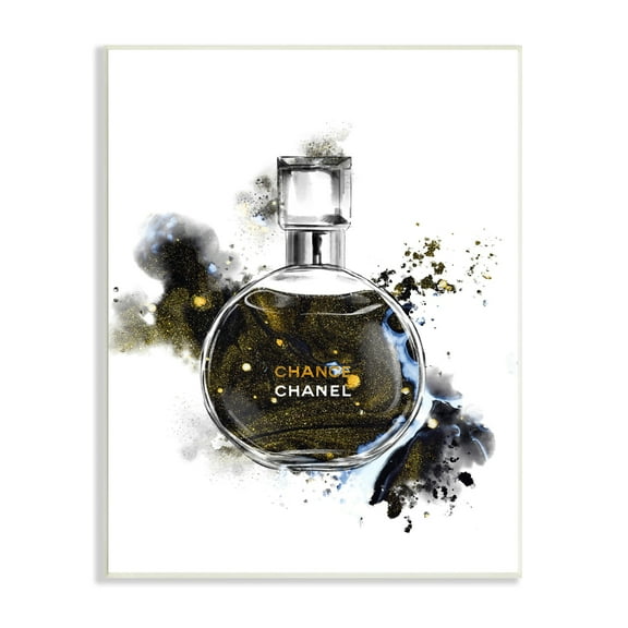 Stupell Industries Glam Cosmetic Bottle Black Gold Watercolor Perfume Bottle, 10 x 15, Design by Ziwei Li
