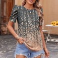 thumbnail image 2 of Ladies Puff Sleeve Tops Trendy Floral Printed Crew Neck Short Sleeve Shirts Summer Dressy Casual Business Blouses (XL, Multicolor 3), 2 of 5