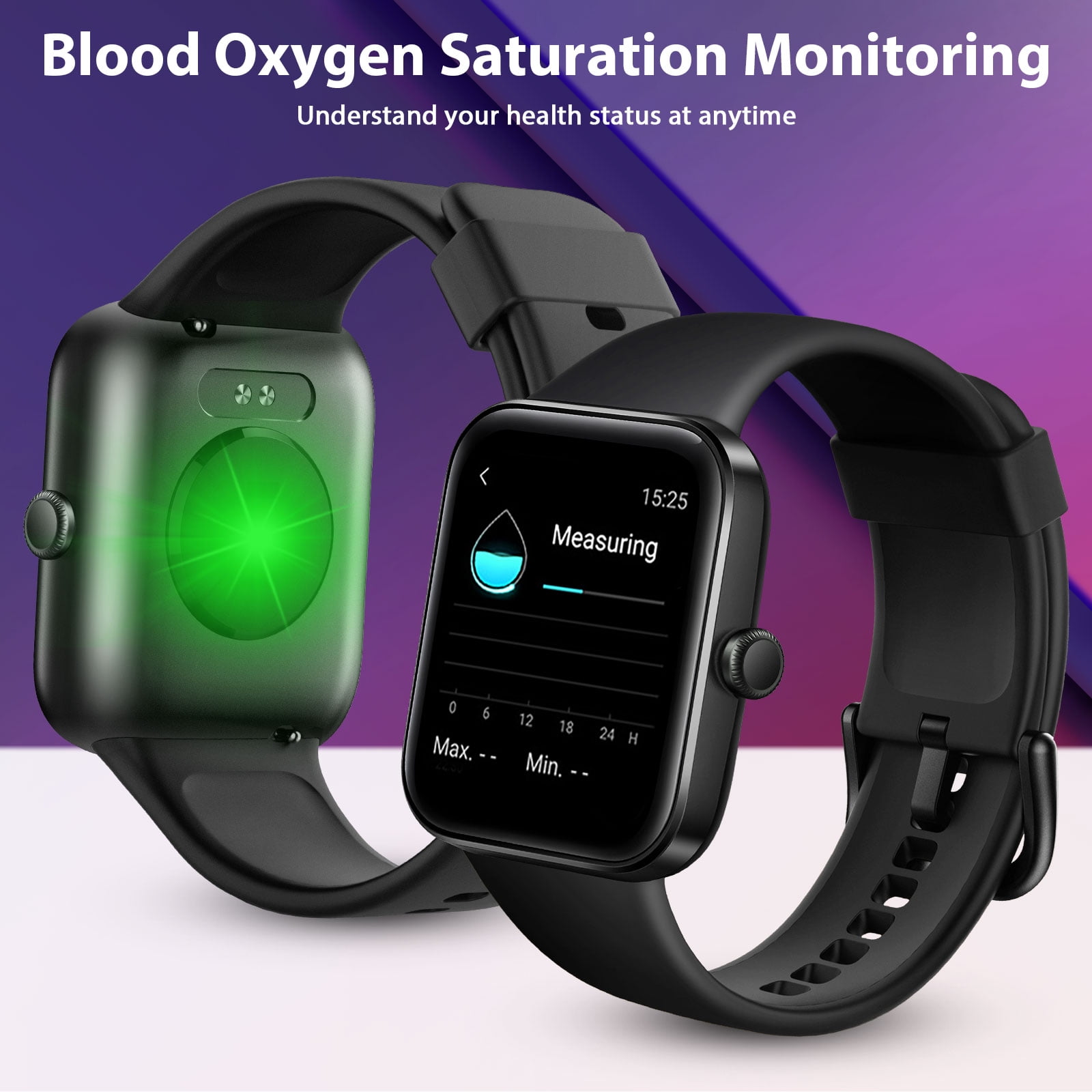 TSV Smart Watch, 1.3" Touch Screen Waterproof Fitness Band Smartwatch Compatible with Android & iOS, Black