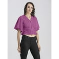 thumbnail image 2 of Moomaya Womens Solid Colors Tops, V Neck, Flutter Sleeves Casual Top, 2 of 8