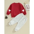 thumbnail image 3 of Suealasg Toddler Boy Valentine's Day Outfits Set 6M 1T 2T 3T Infant Boy Long Sleeve Letter Print Sweatshirt Long Pants Set 2PCS Casual Spring Clothing for Infant Boy, 3 of 8