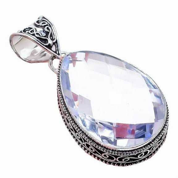 Iolite Quartz Gemstone Handmade 925 Sterling Silver Jewelry Pendant 2.17" AH-749