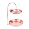 thumbnail image 2 of Bandeja de fruta de 2 niveles, gran capacidad, estilo nórdico simple, de metal dorado rosa, para refrigerios, para el hogar, la oficina, la recepción de la empresa, la cafetería., 2 of 14