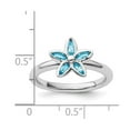 thumbnail image 2 of 925 Sterling Silver Bezel Polished Stackable Blue Topaz Flower Ring Size 5 Stackable Ring for Women, 2 of 2