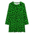 thumbnail image 2 of Lime Leopard Print Loose Dress Evening Dress Summer Dresses for Women Luxury Dress Long Sleeved Dress, 2 of 4