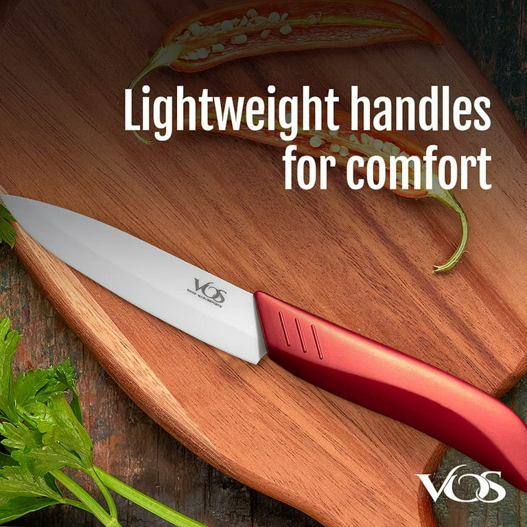 Vos Ceramic Knife Set with Covers 2 Pcs - 5 Santoku Knife, 3 Paring Knife  and 2 Black Covers - Advanced Kitchen Knives for Cutting, Chopping,  Slicing, Dicing with Ergonomic Unique Handles - Yahoo Shopping