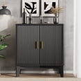 thumbnail image 3 of FANRAL 30" Wide Fluted Sideboard Buffet Cabinet with 2 Doors,Adjustable Shelves,X-Shaped Base Mid Century Modern Storage for Kitchen Living Room Dining Room,Black Storage Cabinet, 3 of 7