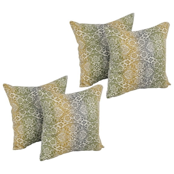 Blazing Needles Premium Indoor/Outdoor Damask Throw Pillow, 17", Festive Patina 4 Count