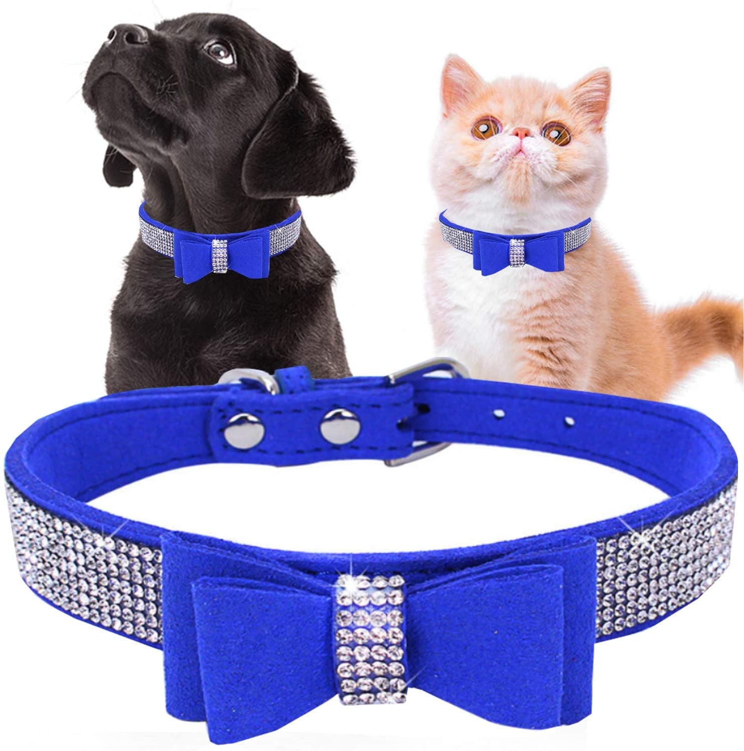 Small Dogs Cats Bell Necklace Collar Puppy Cute Rhinestone Chain Pet Accessories 