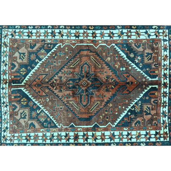 Ahgly Company Indoor Rectangle Persian Light Blue Traditional Area Rugs, 5' x 7'