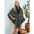 thumbnail image 4 of Women'S Open/ Front Cardigan Solid Color Poncho Cape Plus Size Knit Wraps for Fall Winter Dark Gray One size, 4 of 9