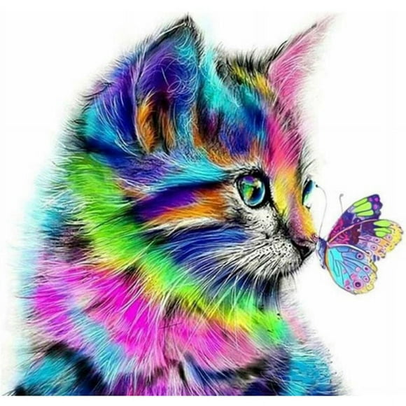 Jinsinto Full Diamond Painting,Adult Cat Number Painting,5D Diamond Embroidery,Handmade Embroidery on Canvas Fabric Ideal for Home/Living Room/Bedroom/Office Decoration 30x30cm